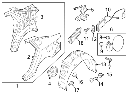 2016 Kia Optima Quarter Panel & Components Bracket-Fuel Filler Door Diagram for 815913R000