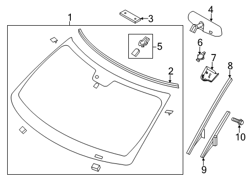 2012 Ford Explorer Windshield Glass, Exterior Moldings Rain Sensor Cover Diagram for BT4Z17D550A