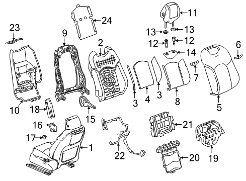 2020 Cadillac CT6 Passenger Seat Components Seat Back Panel Diagram for 23246336