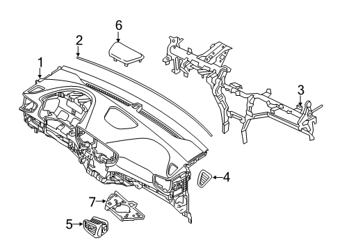 2021 Hyundai Ioniq Instrument Panel Bar Assembly-Cowl Cross Diagram for 84410G2AA0