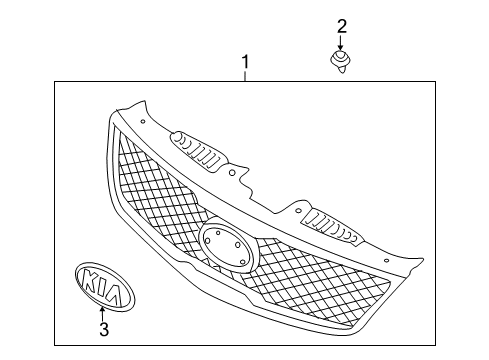 2010 Kia Forte Grille & Components Radiator Grille Assembly Diagram for 863501M000