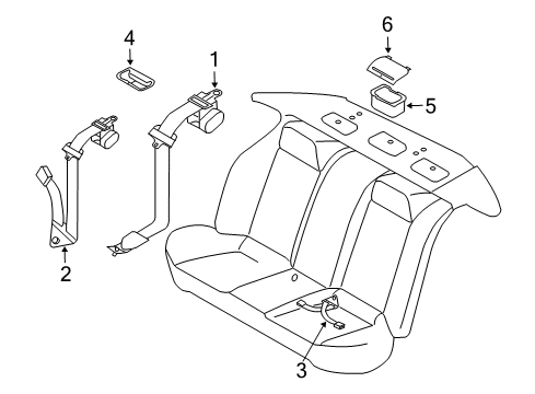 2000 Nissan Sentra Seat Belt Belt Assembly Buckle Rear L Diagram for 888435M026