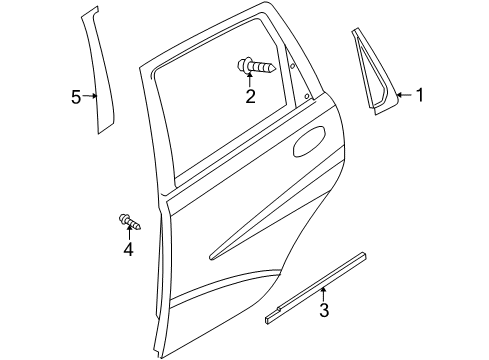 2009 Chevrolet Aveo5 Exterior Trim - Rear Door Trim Molding Diagram for 96585538