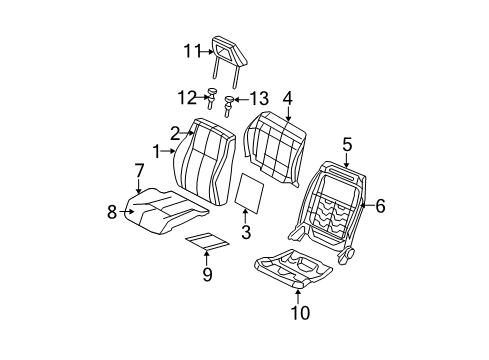 2007 Dodge Caliber Heater Components Seat Cushion Foam Diagram for 5183319AA