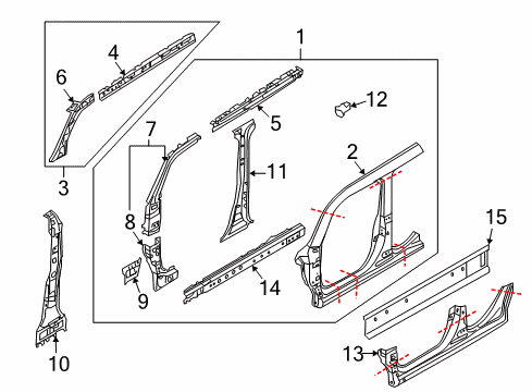 2011 Nissan Cube Aperture Panel SILL Inner RH Diagram for 764501FC0A