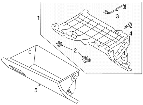 Glove Box BEZEL-GLOVE BOX STRIKER, LH Diagram for 84763GI100NNB