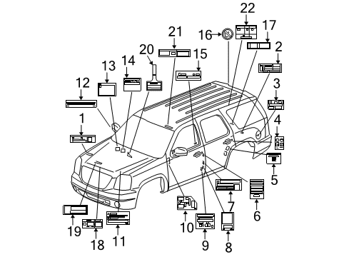 2007 GMC Yukon XL 2500 Information Labels Caution Label Diagram for 15204281