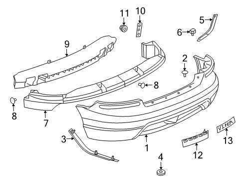 2006 Dodge Viper Rear Bumper ABSORBER-Rear Energy Diagram for 4865654AC