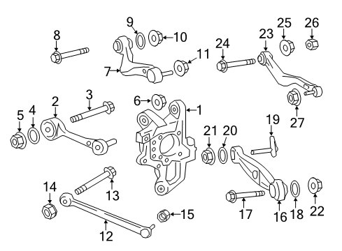 2014 Lexus LS460 Rear Suspension Components, Lower Control Arm, Upper Control Arm, Ride Control, Stabilizer Bar Rear Upper Control Arm Nut Diagram for 9017714006