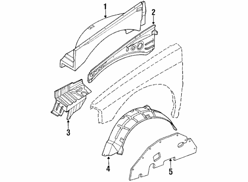 1988 Isuzu Pickup Inner Components - Fender Reinforcement, R. Cowl Side Engine Room Diagram for 8970783281