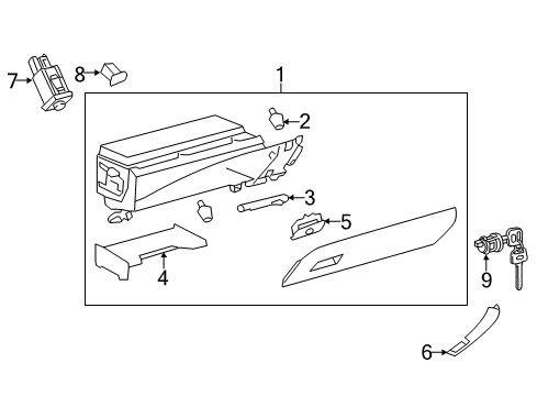2013 Toyota Avalon Glove Box Lock Assembly Diagram for 5556006010C0