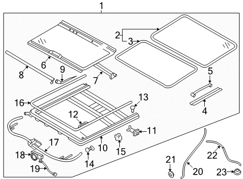 2010 Kia Optima Sunroof Rail Assembly-Sunroof Guide, LH Diagram for 816471F000