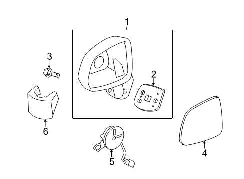 2009 Saturn Vue Outside Mirrors Mirror Housing Diagram for 19211048