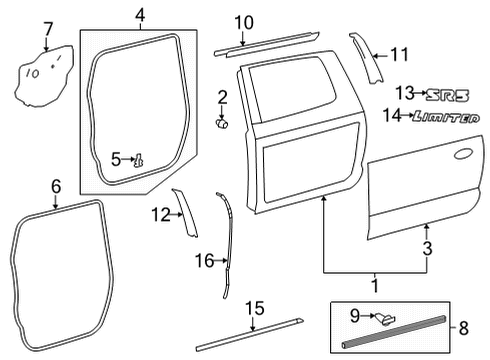 Door & Components, Exterior Trim Nameplate Diagram for 754550C070