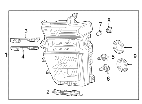Headlamp Components Headlamp Assembly Upper Bracket Diagram for 84477894