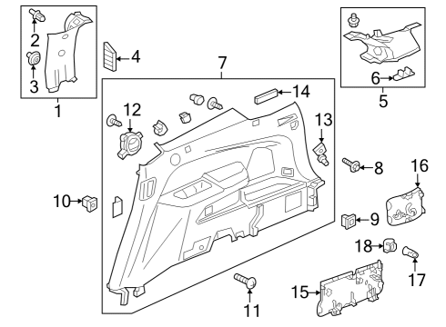 2018 Honda Pilot Interior Trim - Quarter Panels Cap Assembly Diagram for 39620T4GJ01