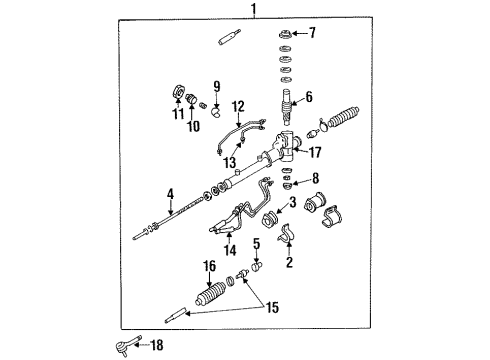 1996 Kia Sephia Steering Column & Wheel, Steering Gear & Linkage Housing Assembly Diagram for 0K20332370A