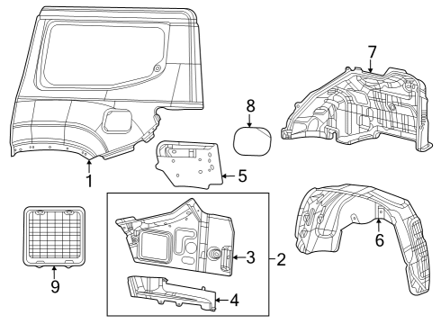 Quarter Panel & Components PANEL-TAILLAMP MOUNTING Diagram for 68432054AB