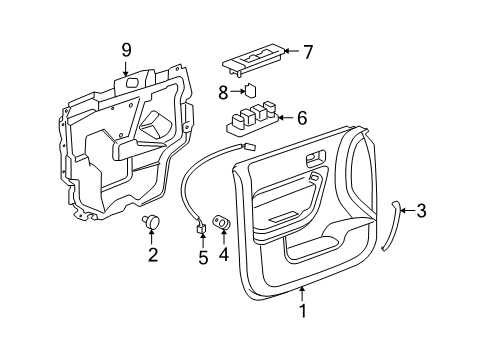 2006 Hummer H3 Front Door Mirror Switch Diagram for 84546260
