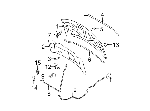 2010 Ford Edge Hood & Components Front Weatherstrip Diagram for 7T4Z16A238A