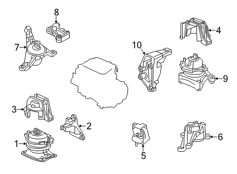 2016 Acura RDX Engine & Trans Mounting Bracket Assembly, Engine Side Mounting Diagram for 50620TX4A00