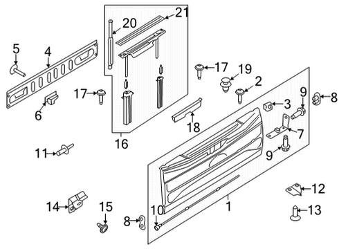 2021 Ford F-150 Tail Gate Lower Striker Diagram for FL3Z99404A42A