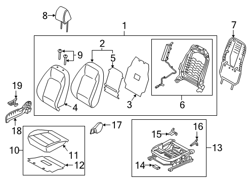 2020 Hyundai Venue Passenger Seat Components Cushion Assembly-FR Seat, RH Diagram for 88200K2060XDB