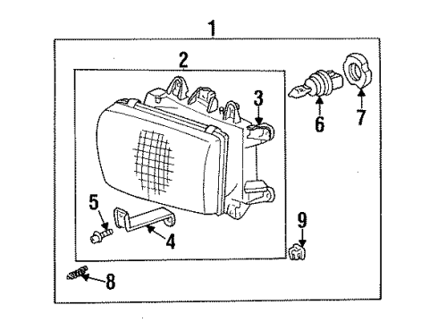 1993 Toyota 4Runner Headlamps Driver Side Headlight Assembly Diagram for 8117035100