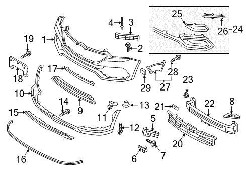 2018 Hyundai Santa Fe Sport Front Bumper Bracket-Front Bumper Upper Side Mounting Diagram for 865514Z000