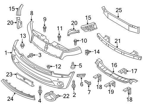 2015 Infiniti QX80 Front Bumper Grommet-Screw Diagram for 62319AU000