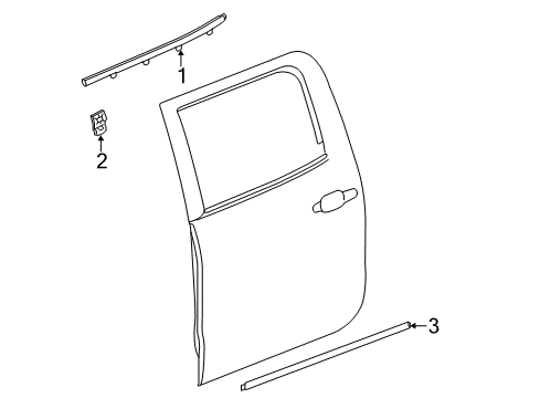 2015 Chevrolet Silverado 1500 Exterior Trim - Rear Door Body Side Molding Diagram for 22775447