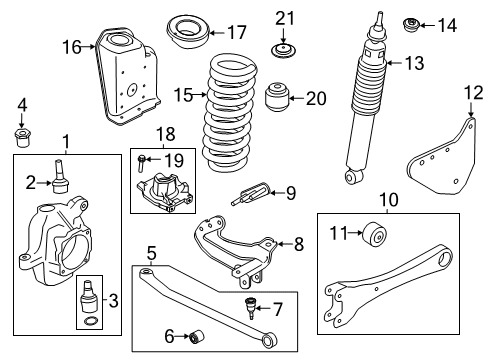 2022 Ford F-350 Super Duty Front Suspension Components Shock Diagram for LC3Z18124R
