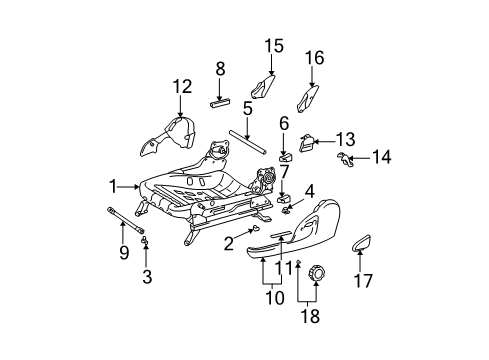 2003 Toyota Camry Tracks & Components Seat Adjuster Rear Cover Diagram for 7212513040