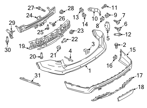 2017 Ford Explorer Rear Bumper Valance Diagram for FB5Z17K835BB