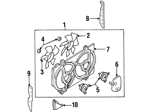 1999 Infiniti G20 Cooling System, Radiator, Water Pump, Cooling Fan Motor & Fan Assy-With Shroud Diagram for 214813J960