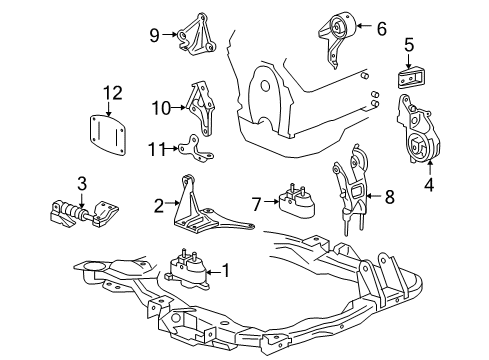 2006 Pontiac G6 Engine Mounting Bracket-Trans Mount Diagram for 22633010