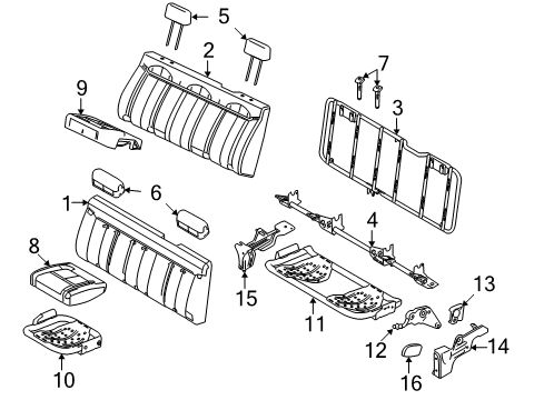 2014 Ford F-150 Rear Seat Components Seat Cushion Pad Diagram for 9L3Z1863841A