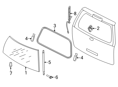 2015 Lincoln Navigator Lift Gate Hinge Diagram for 7L1Z78420A69A