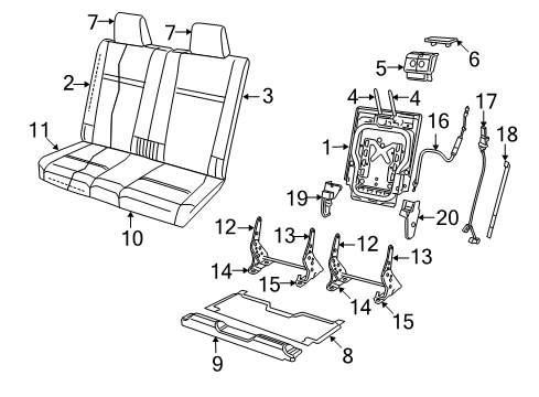 2009 Dodge Journey Rear Seat Components Frame-Third Row Seat Cushion Diagram for 68039194AA