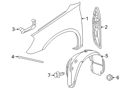 2009 Chrysler Sebring Fender & Components Bracket-Fender Mounting Front Diagram for 4673850AA