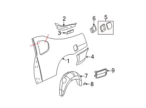 2002 Chevrolet Monte Carlo Quarter Panel & Components Housing Asm-Fuel Tank Filler Pipe Diagram for 15866198