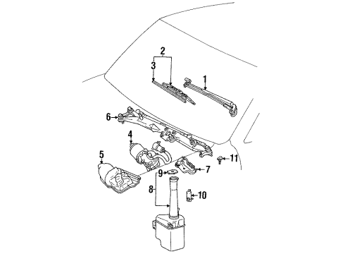 1994 Lexus LS400 Wiper & Washer Components Windshield Wiper Arm Assembly Diagram for 8519050011