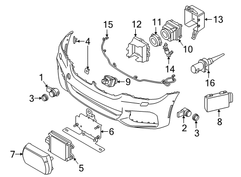 2019 BMW 640i xDrive Gran Turismo Electrical Components - Front Bumper ULTRASONIC SENSOR, ROYAL BUR Diagram for 66209371496