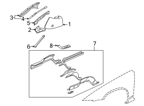 1997 Buick Century Structural Components & Rails Brace Asm-Front End Sheet Metal Diagram Diagram for 10299662