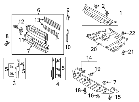 2013 Ford Fusion Splash Shields Shutter Assembly Diagram for DS7Z8475A