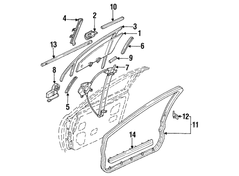 1996 Infiniti Q45 Rear Door Glass Run Rubber-Front Door LH Diagram for 8033168U10