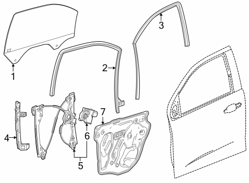 2018 Chevrolet Colorado Front Door - Glass & Hardware Guide Channel Diagram for 52031110
