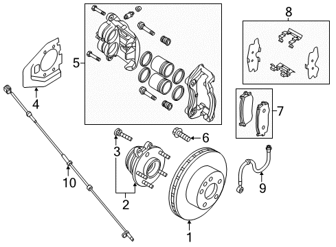 2017 Nissan Pathfinder Anti-Lock Brakes Hose Assy-Brake, Front Diagram for 462103JA0F
