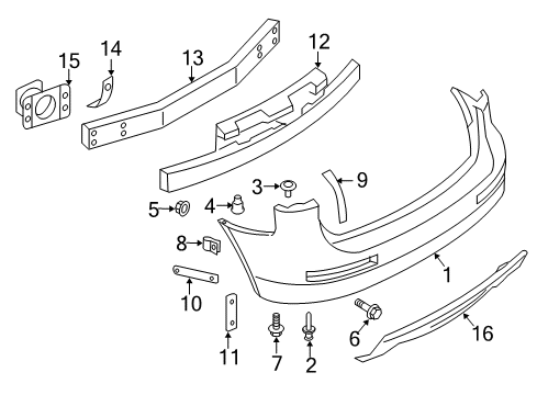 2017 Infiniti QX50 Rear Bumper Clip Diagram for 852841BA0A