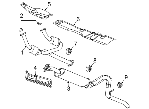 2003 Chevrolet Trailblazer EXT Exhaust Components Exhaust Muffler Assembly (W/ Exhaust Pipe & Tail Pipe) Diagram for 15175774